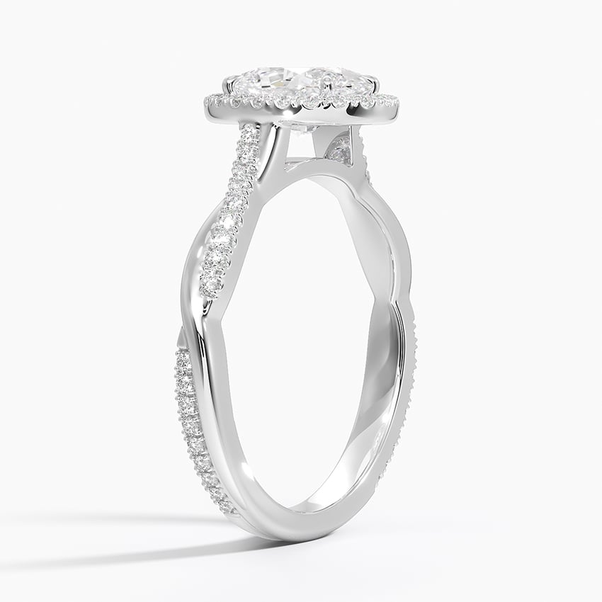 Petite Twisted Vine Halo Diamond Ring (1/4 ct. tw.) Platinum Oval Engagement Ring