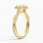Petite Twisted Vine Halo Diamond Ring (1/4 ct. tw.) Yellow Gold 18k Oval Engagement Ring