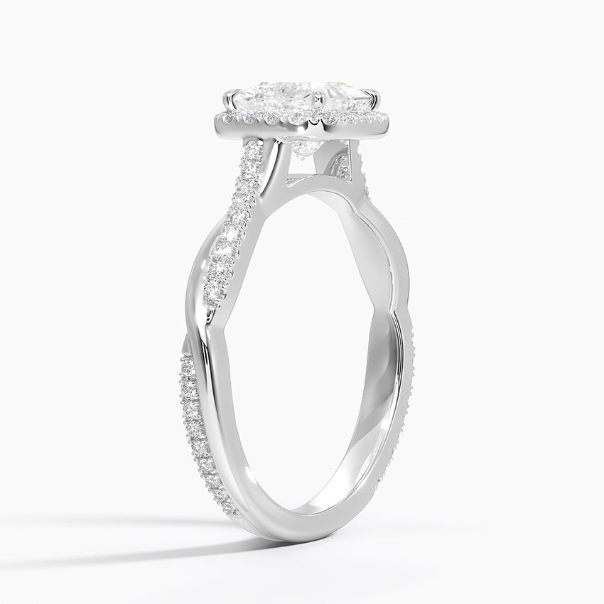 Petite Twisted Vine Halo Diamond Ring (1/4 ct. tw.) Platinum Princess Engagement Ring
