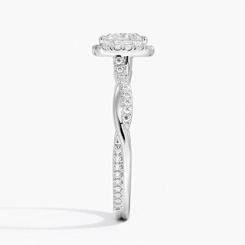 Petite Twisted Vine Halo Diamond Ring (1/4 ct. tw.) Platinum Princess Engagement Ring