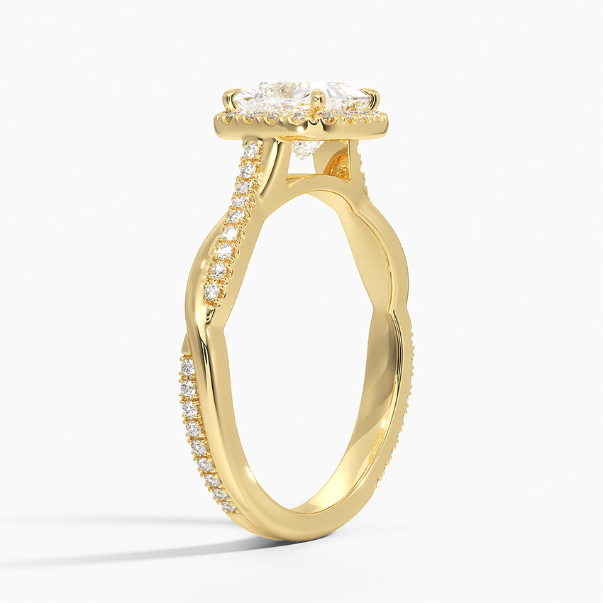 Petite Twisted Vine Halo Diamond Ring (1/4 ct. tw.) Yellow Gold 18k Princess Engagement Ring