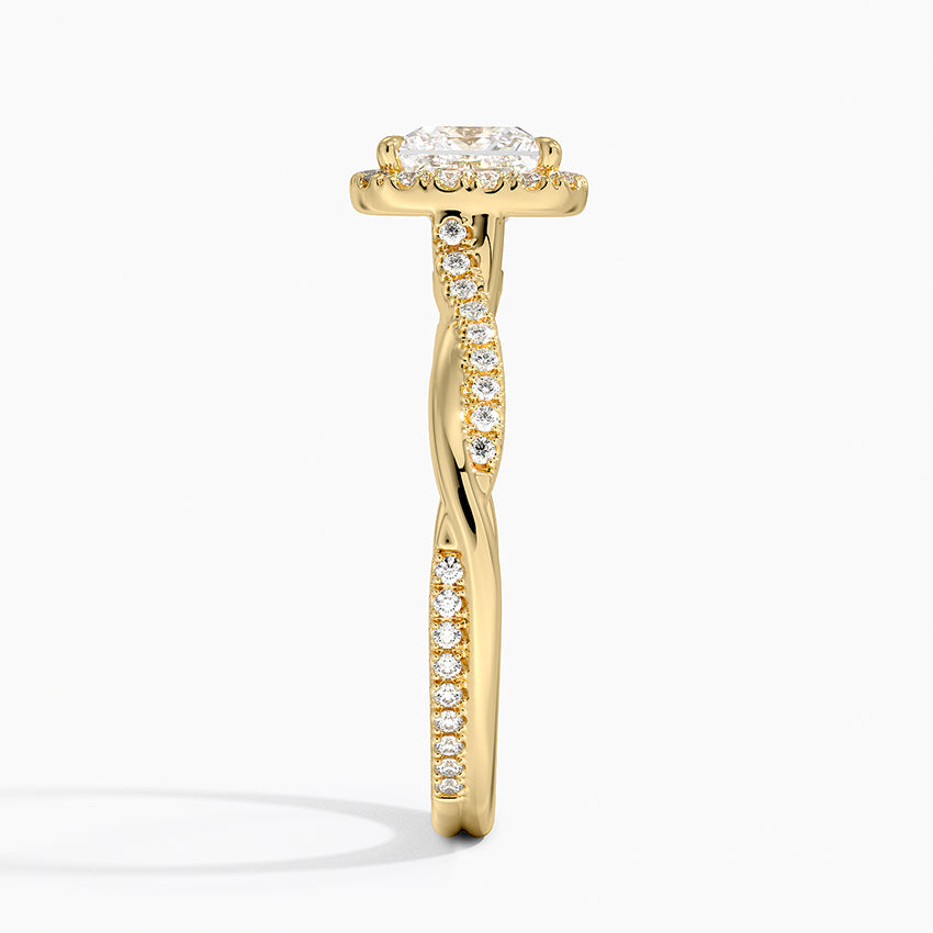 Petite Twisted Vine Halo Diamond Ring (1/4 ct. tw.) Yellow Gold 18k Princess Engagement Ring