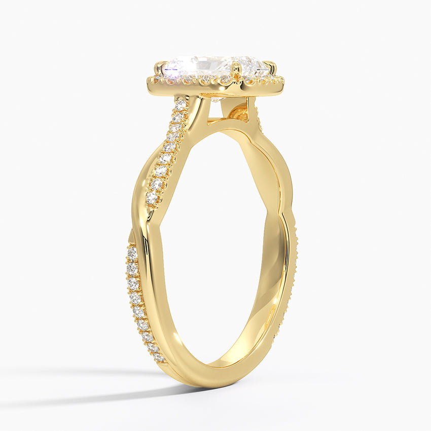 Petite Twisted Vine Halo Diamond Ring (1/4 ct. tw.) Yellow Gold 18k Radiant Engagement Ring