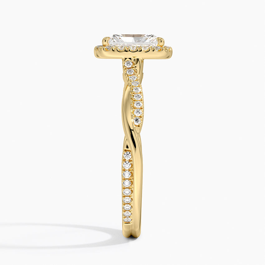 Petite Twisted Vine Halo Diamond Ring (1/4 ct. tw.) Yellow Gold 18k Radiant Engagement Ring