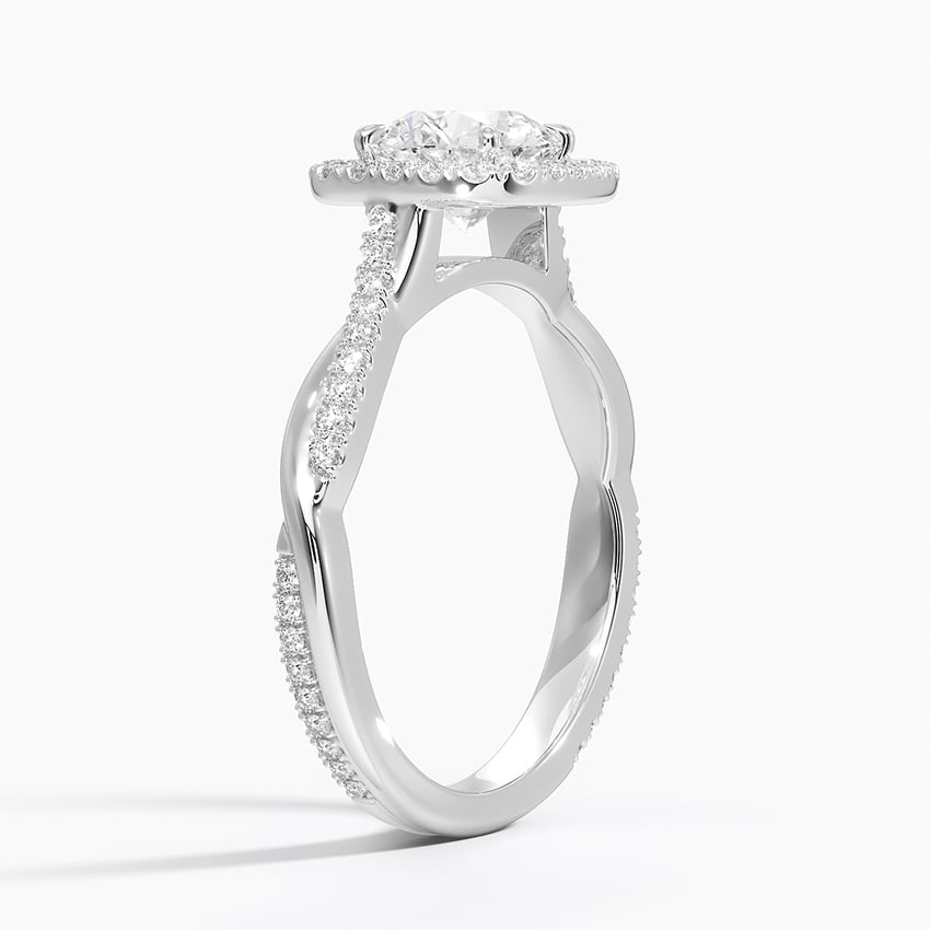 Petite Twisted Vine Halo Diamond Ring (1/4 ct. tw.) Platinum Round Engagement Ring