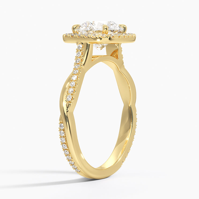 Petite Twisted Vine Halo Diamond Ring (1/4 ct. tw.) Yellow Gold 18k Round Engagement Ring