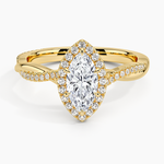 Petite Twisted Vine Halo Diamond Ring (1/4 ct. tw.) Yellow Gold 18k Marquise Engagement Ring
