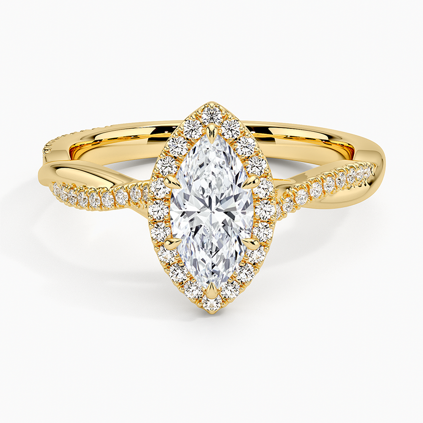 Petite Twisted Vine Halo Diamond Ring (1/4 ct. tw.) Yellow Gold 18k Marquise Engagement Ring