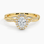 Petite Twisted Vine Halo Diamond Ring (1/4 ct. tw.) Yellow Gold 18k Oval Engagement Ring