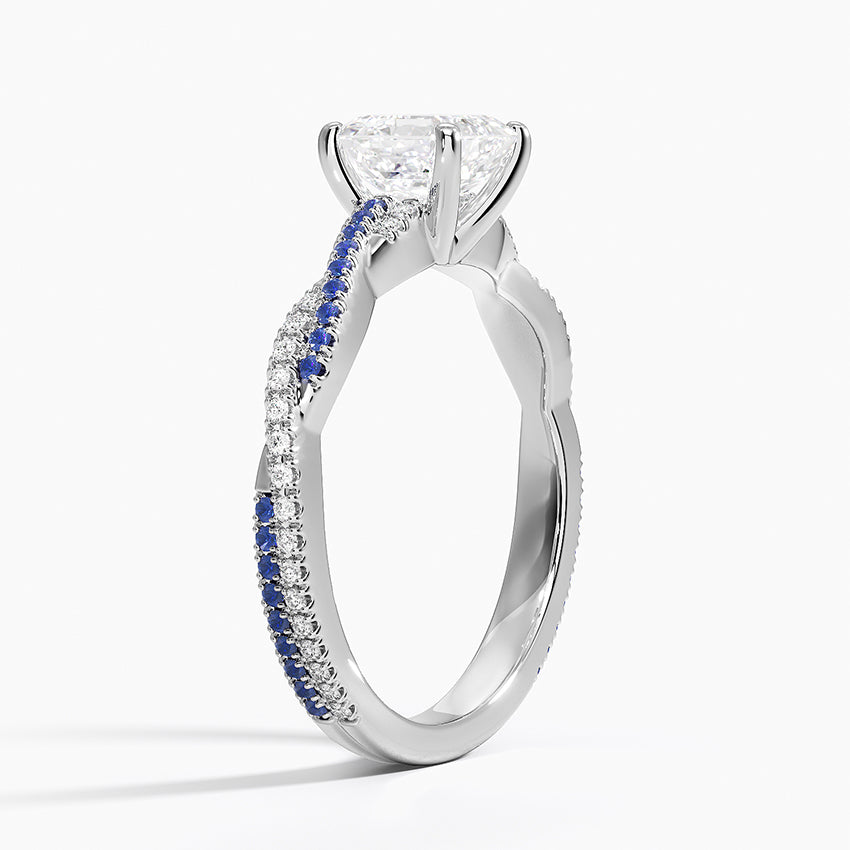 Petite Luxe Twisted Vine Sapphire and Diamond Ring (1/8 ct. tw.) Platinum Asscher Engagement Ring