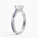 Petite Luxe Twisted Vine Sapphire and Diamond Ring (1/8 ct. tw.) Platinum Cushion Engagement Ring