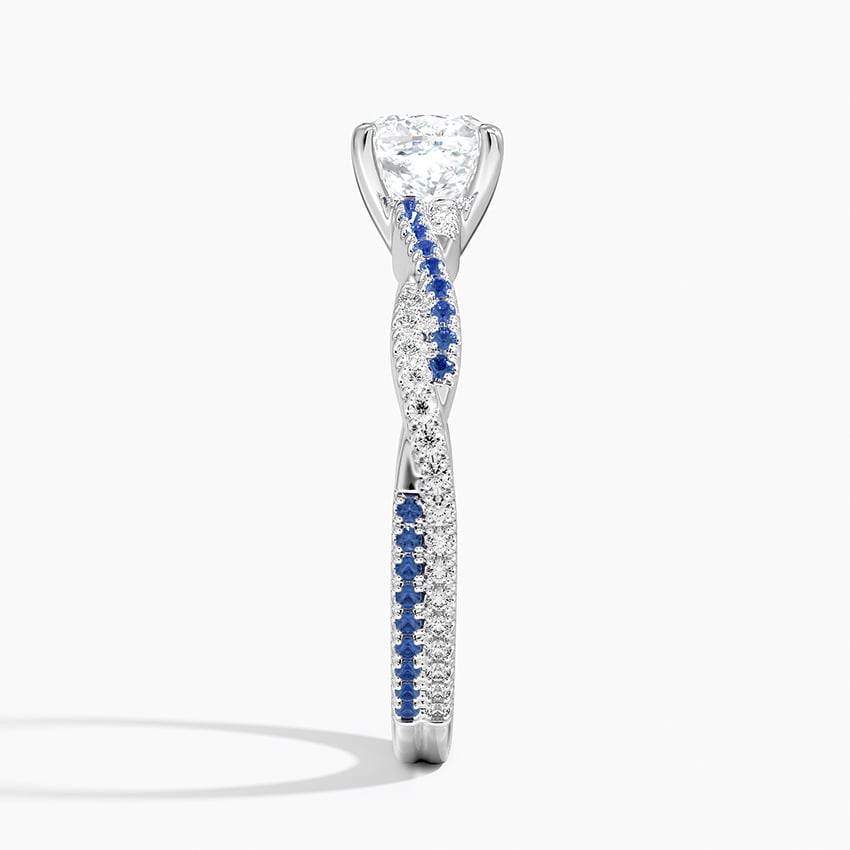 Petite Luxe Twisted Vine Sapphire and Diamond Ring (1/8 ct. tw.) Platinum Cushion Engagement Ring