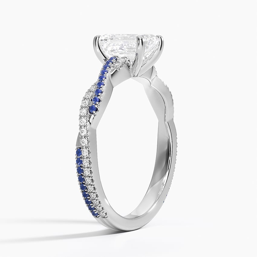 Petite Luxe Twisted Vine Sapphire and Diamond Ring (1/8 ct. tw.) Platinum Emerald Engagement Ring