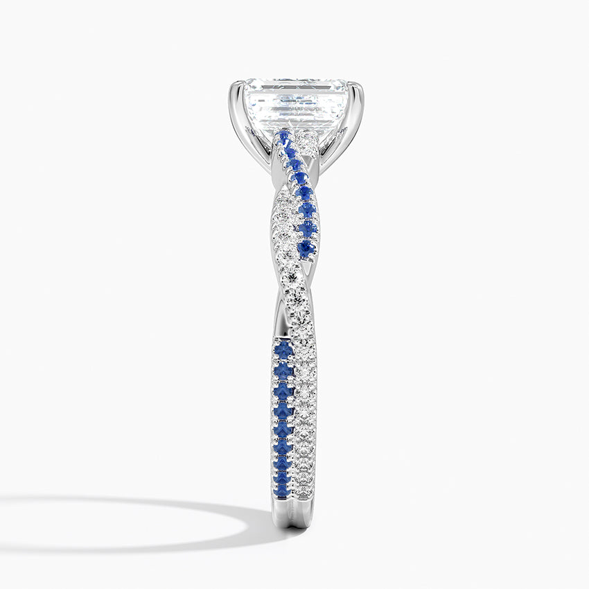 Petite Luxe Twisted Vine Sapphire and Diamond Ring (1/8 ct. tw.) Platinum Emerald Engagement Ring