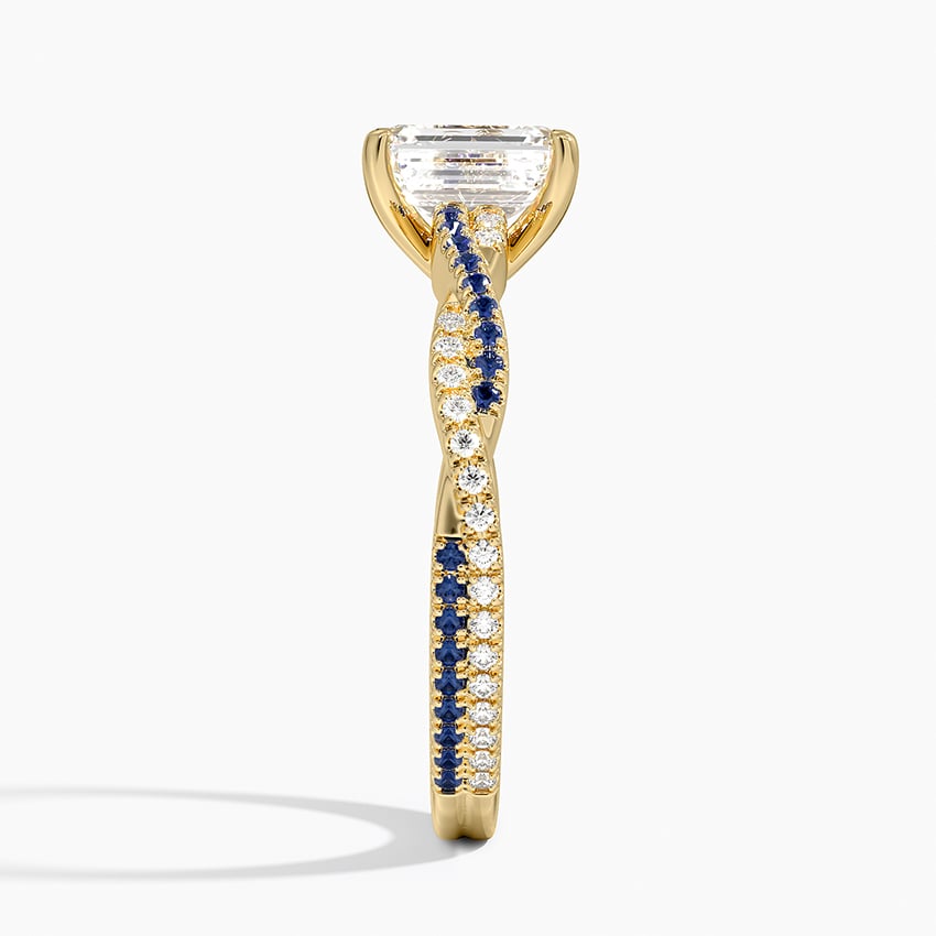 Petite Luxe Twisted Vine Sapphire and Diamond Ring (1/8 ct. tw.) Yellow Gold 18k Emerald Engagement Ring