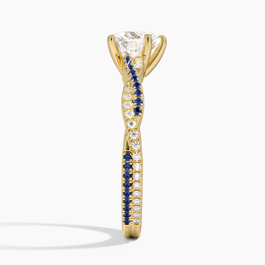 Petite Luxe Twisted Vine Sapphire and Diamond Ring (1/8 ct. tw.) Yellow Gold 18k Heart Engagement Ring