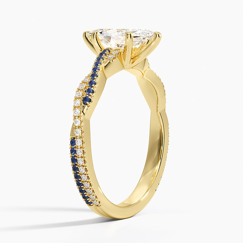 Petite Luxe Twisted Vine Sapphire and Diamond Ring (1/8 ct. tw.) Yellow Gold 18k Marquise Engagement Ring