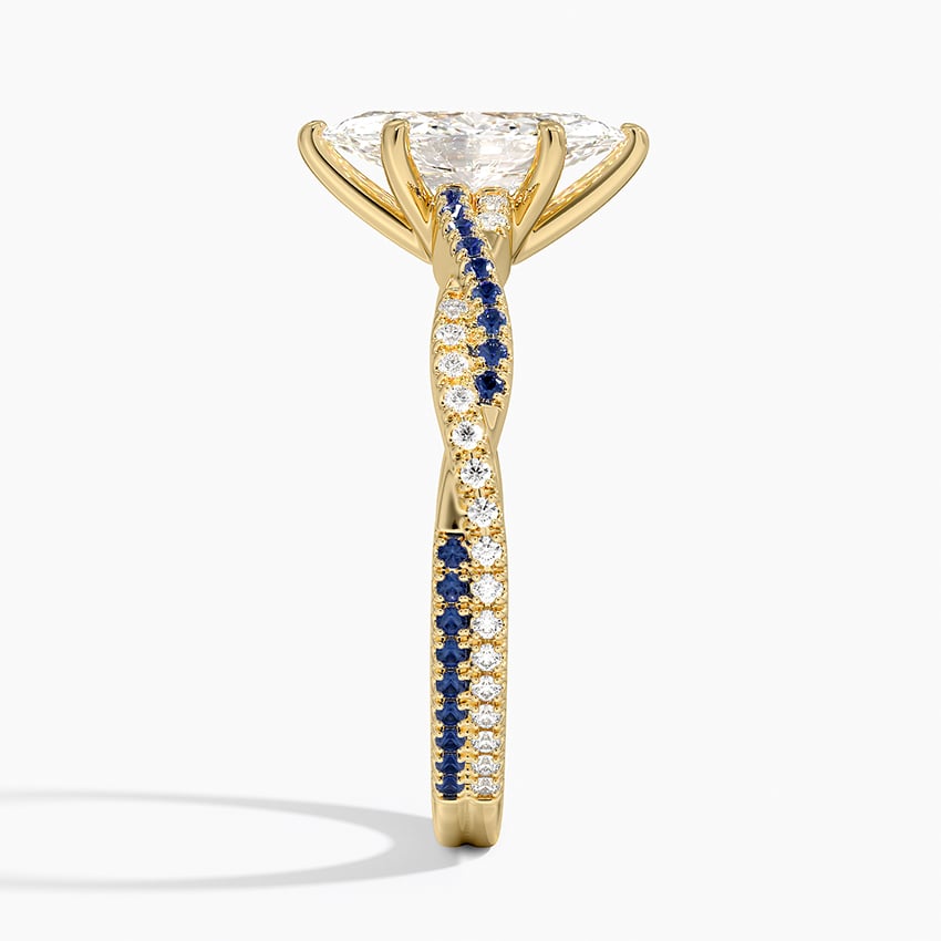 Petite Luxe Twisted Vine Sapphire and Diamond Ring (1/8 ct. tw.) Yellow Gold 18k Marquise Engagement Ring