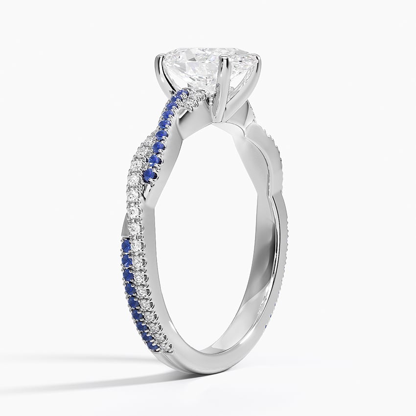 Petite Luxe Twisted Vine Sapphire and Diamond Ring (1/8 ct. tw.) Platinum Oval Engagement Ring