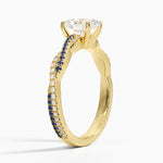 Petite Luxe Twisted Vine Sapphire and Diamond Ring (1/8 ct. tw.) Yellow Gold 18k Oval Engagement Ring