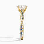 Petite Luxe Twisted Vine Sapphire and Diamond Ring (1/8 ct. tw.) Yellow Gold 18k Oval Engagement Ring