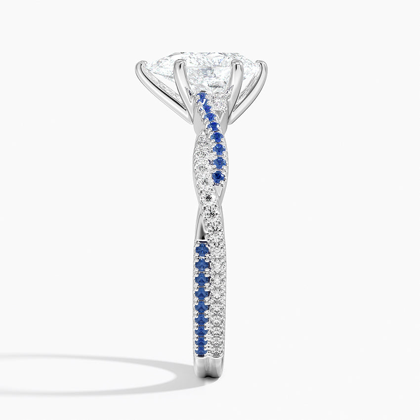 Petite Luxe Twisted Vine Sapphire and Diamond Ring (1/8 ct. tw.) Platinum Pear Engagement Ring