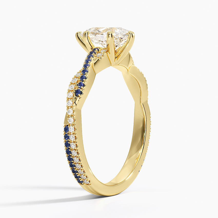 Petite Luxe Twisted Vine Sapphire and Diamond Ring (1/8 ct. tw.) Yellow Gold 18k Pear Engagement Ring