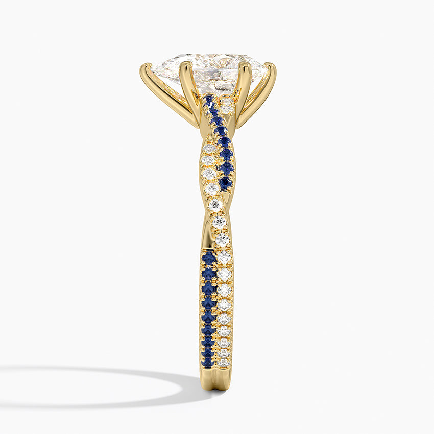 Petite Luxe Twisted Vine Sapphire and Diamond Ring (1/8 ct. tw.) Yellow Gold 18k Pear Engagement Ring