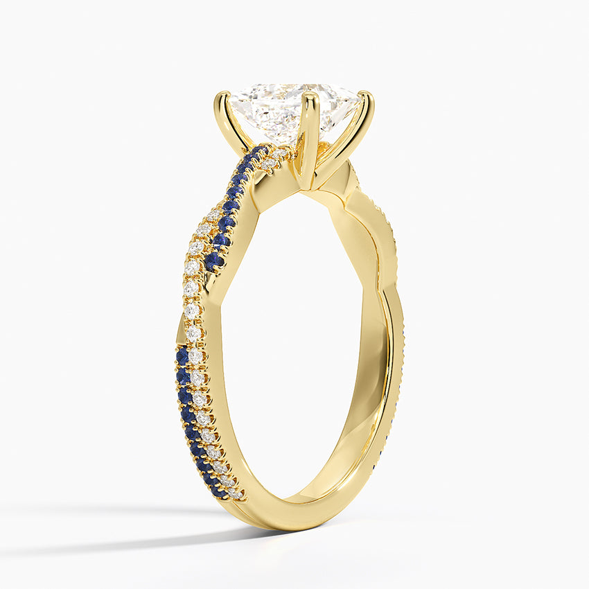 Petite Luxe Twisted Vine Sapphire and Diamond Ring (1/8 ct. tw.) Yellow Gold 18k Princess Engagement Ring