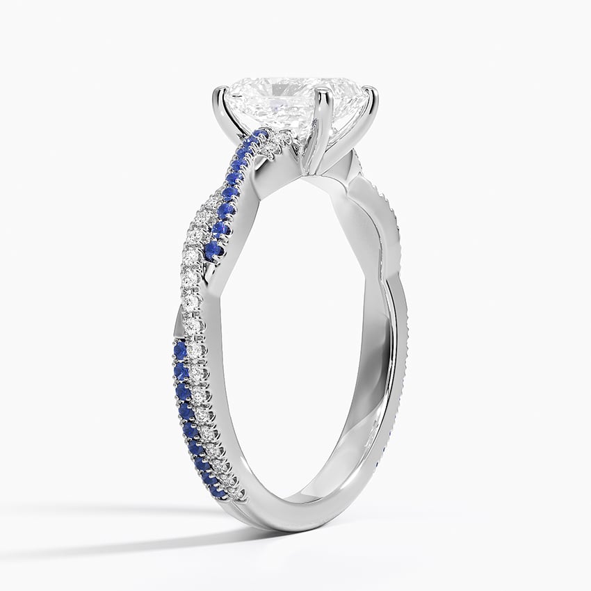 Petite Luxe Twisted Vine Sapphire and Diamond Ring (1/8 ct. tw.) Platinum Radiant Engagement Ring