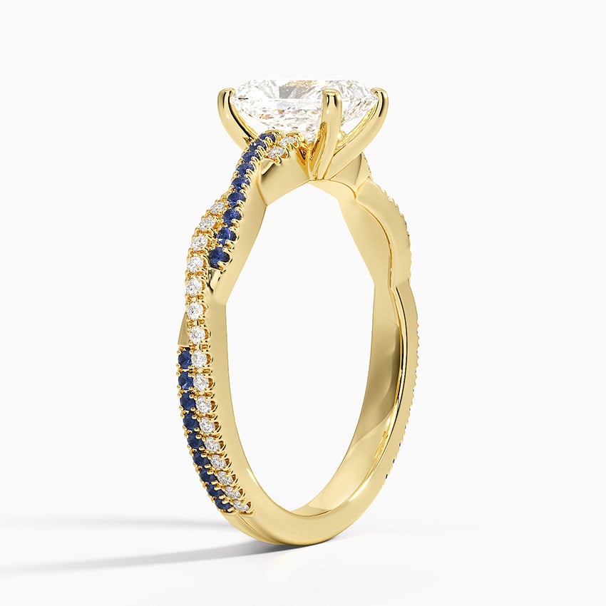 Petite Luxe Twisted Vine Sapphire and Diamond Ring (1/8 ct. tw.) Yellow Gold 18k Radiant Engagement Ring