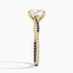 Petite Luxe Twisted Vine Sapphire and Diamond Ring (1/8 ct. tw.) Yellow Gold 18k Radiant Engagement Ring