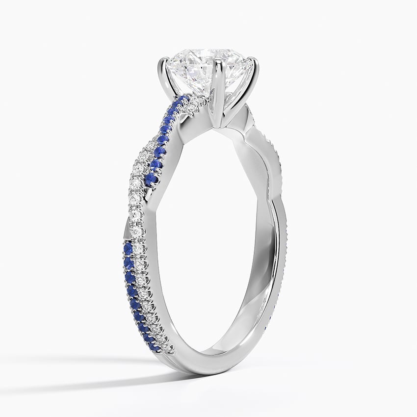 Petite Luxe Twisted Vine Sapphire and Diamond Ring (1/8 ct. tw.) Platinum Round Engagement Ring