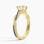 Petite Luxe Twisted Vine Sapphire and Diamond Ring (1/8 ct. tw.) Yellow Gold 18k Round Engagement Ring