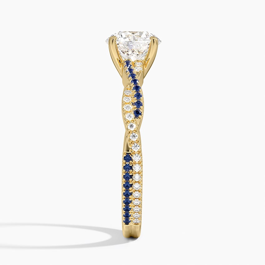 Petite Luxe Twisted Vine Sapphire and Diamond Ring (1/8 ct. tw.) Yellow Gold 18k Round Engagement Ring