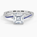Petite Luxe Twisted Vine Sapphire and Diamond Ring (1/8 ct. tw.) Platinum Asscher Engagement Ring