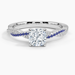 Petite Luxe Twisted Vine Sapphire and Diamond Ring (1/8 ct. tw.) Platinum Cushion Engagement Ring