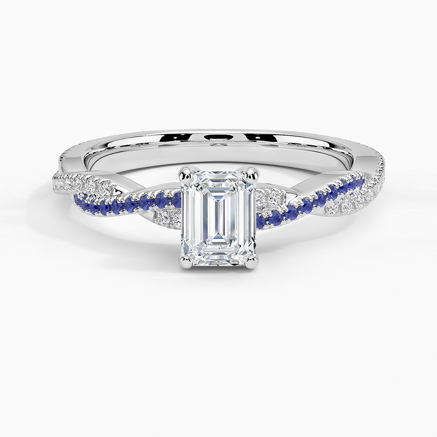 Petite Luxe Twisted Vine Sapphire and Diamond Ring (1/8 ct. tw.) Platinum Emerald Engagement Ring
