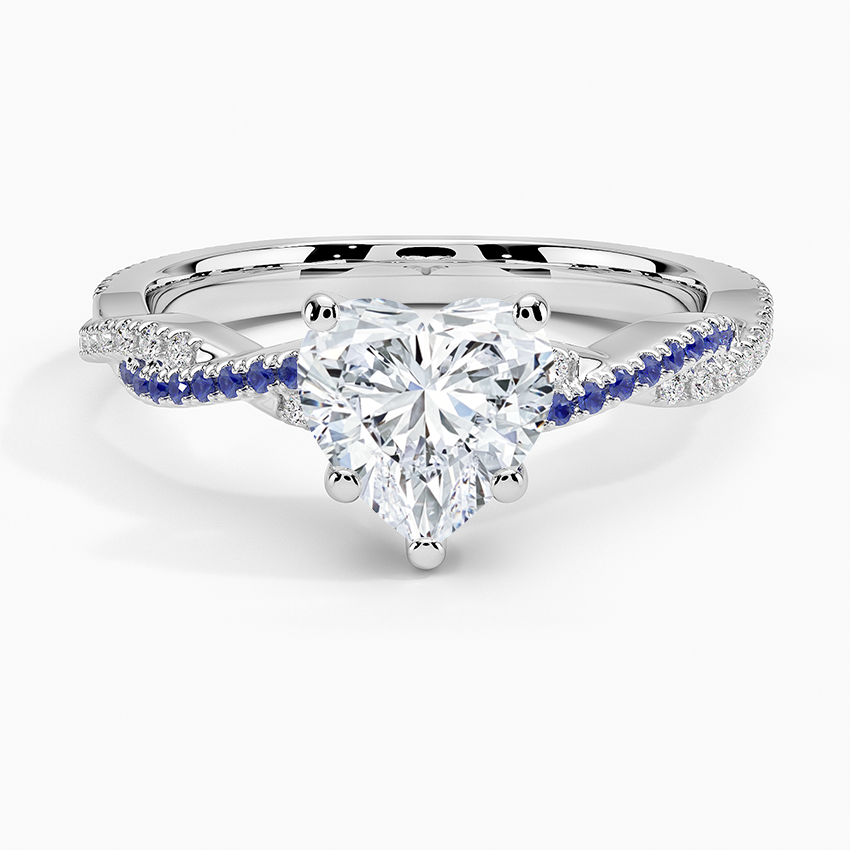 Petite Luxe Twisted Vine Sapphire and Diamond Ring (1/8 ct. tw.) Platinum Heart Engagement Ring