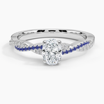 Petite Luxe Twisted Vine Sapphire and Diamond Ring (1/8 ct. tw.) Platinum Oval Engagement Ring
