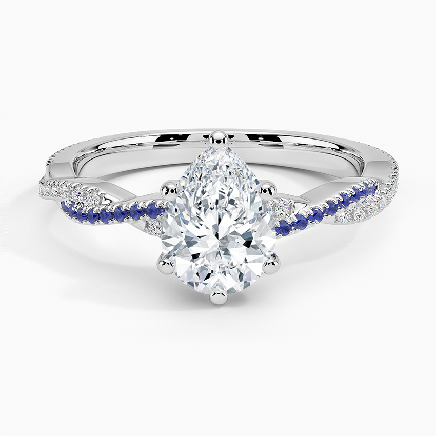 Petite Luxe Twisted Vine Sapphire and Diamond Ring (1/8 ct. tw.) Platinum Pear Engagement Ring