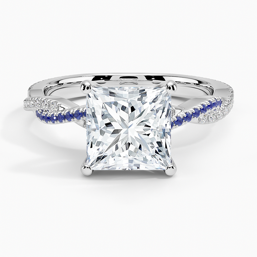 Petite Luxe Twisted Vine Sapphire and Diamond Ring (1/8 ct. tw.) Platinum Princess Engagement Ring