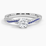 Petite Luxe Twisted Vine Sapphire and Diamond Ring (1/8 ct. tw.) Platinum Round Engagement Ring