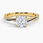 Petite Luxe Twisted Vine Sapphire and Diamond Ring (1/8 ct. tw.) Yellow Gold 18k Cushion Engagement Ring
