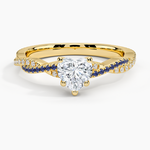 Petite Luxe Twisted Vine Sapphire and Diamond Ring (1/8 ct. tw.) Yellow Gold 18k Heart Engagement Ring