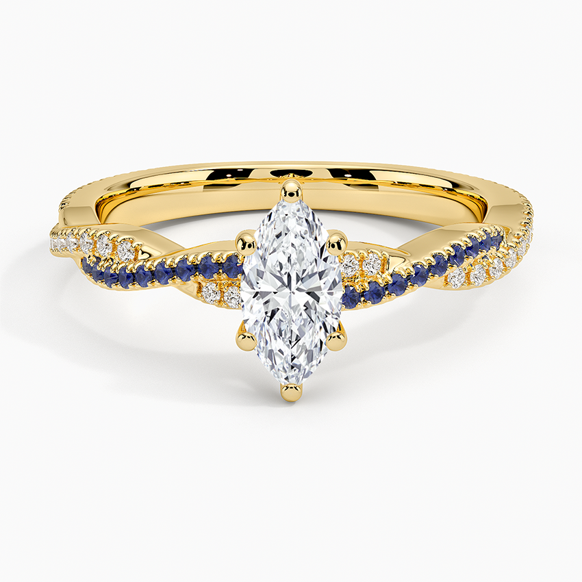 Petite Luxe Twisted Vine Sapphire and Diamond Ring (1/8 ct. tw.) Yellow Gold 18k Marquise Engagement Ring