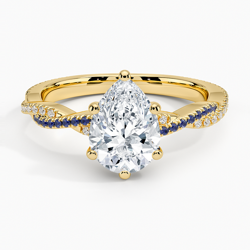 Petite Luxe Twisted Vine Sapphire and Diamond Ring (1/8 ct. tw.) Yellow Gold 18k Pear Engagement Ring