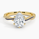 Petite Luxe Twisted Vine Sapphire and Diamond Ring (1/8 ct. tw.) Yellow Gold 18k Pear Engagement Ring
