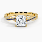 Petite Luxe Twisted Vine Sapphire and Diamond Ring (1/8 ct. tw.) Yellow Gold 18k Princess Engagement Ring