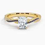 Petite Luxe Twisted Vine Sapphire and Diamond Ring (1/8 ct. tw.) Yellow Gold 18k Radiant Engagement Ring
